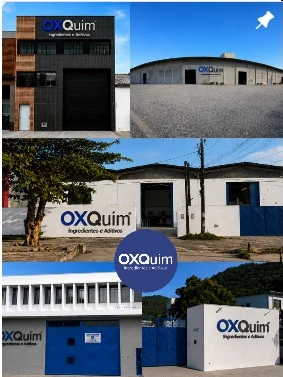 Colagem de unidades e centros de distribuição da OXQuim em diferentes regiões do Brasil